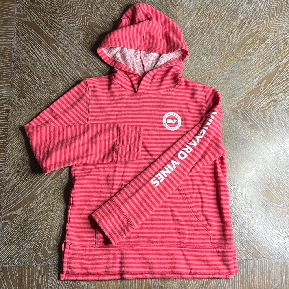 VINEYARD VINES Pink Stripe Hoodie Sweatshirt M (10-12)